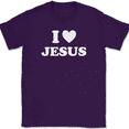 thumbnail image 1 of I Love Heart Jesus T-Shirt Tee Christian God Faith Gift - Purple, 5XL, 1 of 1