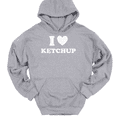 thumbnail image 1 of I Love Heart Ketchup Hooded Sweatshirt Hoodie Funny Food Novelty GIft - Heather Grey, XL, 1 of 1