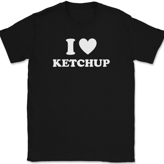 I Love Heart Ketchup T-Shirt Tee Funny Food Novelty GIft - Black, 4XL