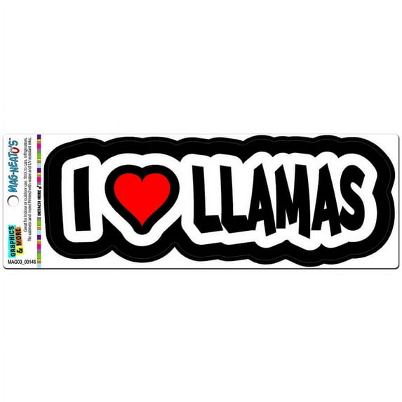 I Love Heart Llamas Automotive Car Refrigerator Locker Vinyl Magnet