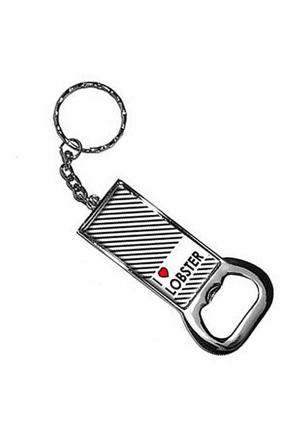 I Love Heart Lobster Keychain Key Chain Ring Bottle Bottlecap Opener