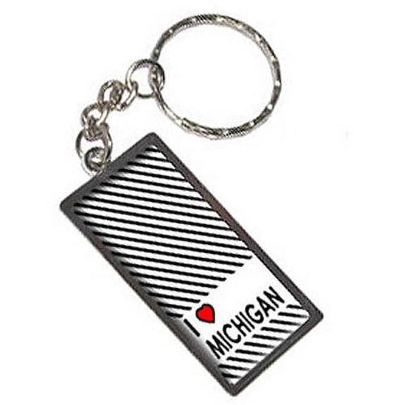 I Love Heart Michigan Keychain Key Chain Ring