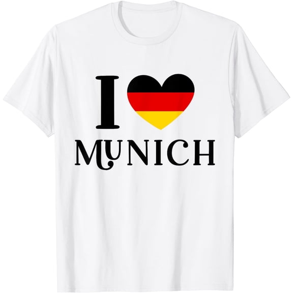 I Love Heart Munich City Germany Flag T-Shirt mens t shirt，white，women，funny，misfits，men，journey，t-shirt