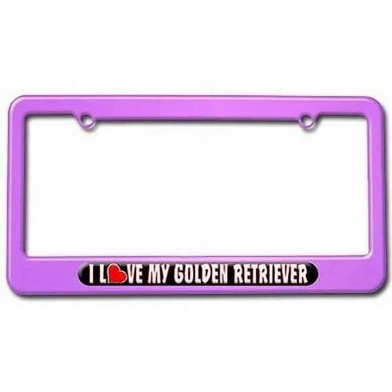I Love Heart My Golden Retriever License Plate Tag Frame, Multiple Colors