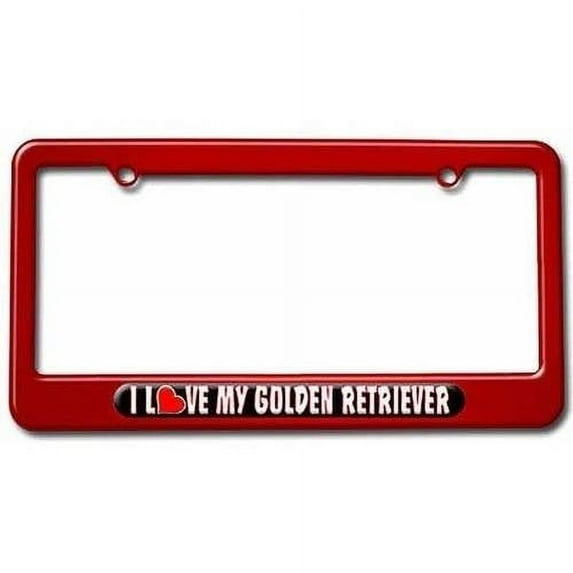 I Love Heart My Golden Retriever License Plate Tag Frame, Multiple Colors