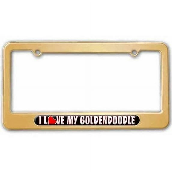 I Love Heart My Goldendoodle License Plate Tag Frame, Multiple Colors
