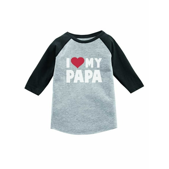 I Love Heart My Papa Father's Day Gift 3/4 Sleeve Baseball Jersey Toddler Shirt 3T Dark Gray