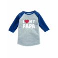 thumbnail image 1 of I Love Heart My Papa Father's Day Gift 3/4 Sleeve Baseball Jersey Toddler Shirt 5/6 Blue, 1 of 2