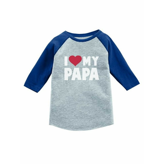 I Love Heart My Papa Father's Day Gift 3/4 Sleeve Baseball Jersey Toddler Shirt 5/6 Blue