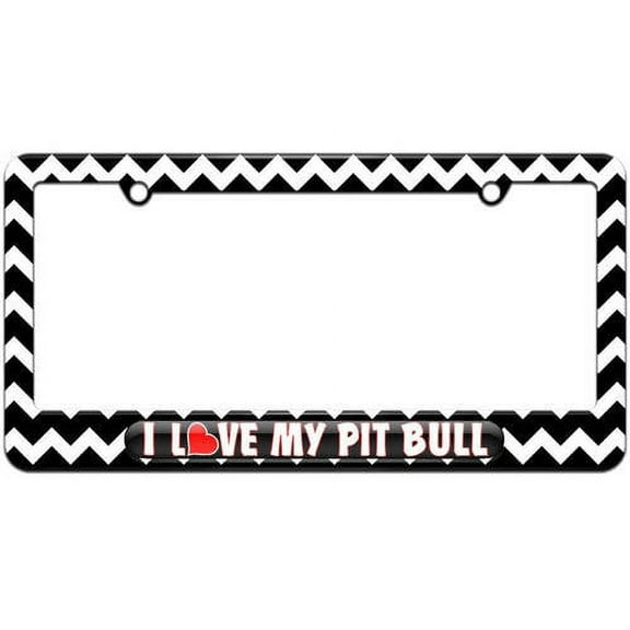 I Love Heart My Pit Bull License Plate Tag Frame, Multiple Colors