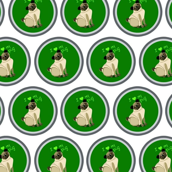 I Love Heart My Pug Standard Green Dog Pet Premium Gift Wrap Wrapping Paper Roll