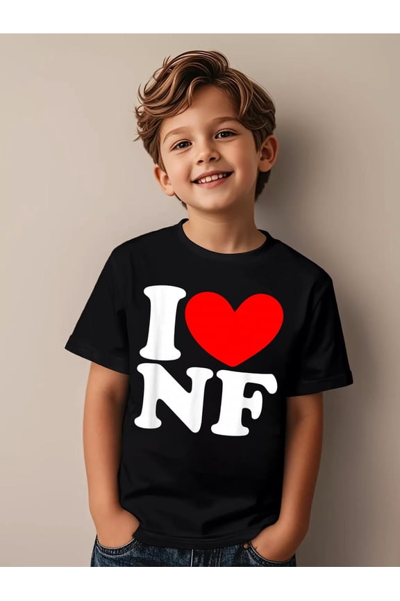 I Love (Heart) NF I Love NF I Heart NF Niagara Falls Lovers Kids T-Shirt Kids Graphic Tee Soft Cotton Short Sleeve Casual Shirt