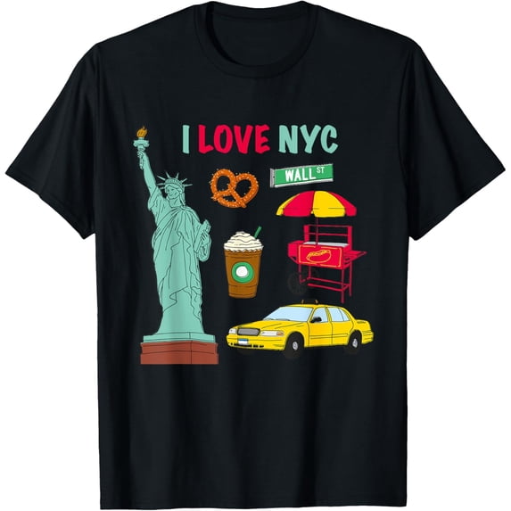 I Love Heart NYC Statue of Liberty Souvenirs T-Shirt T-Shirt men and women can wear, black, white, gifts