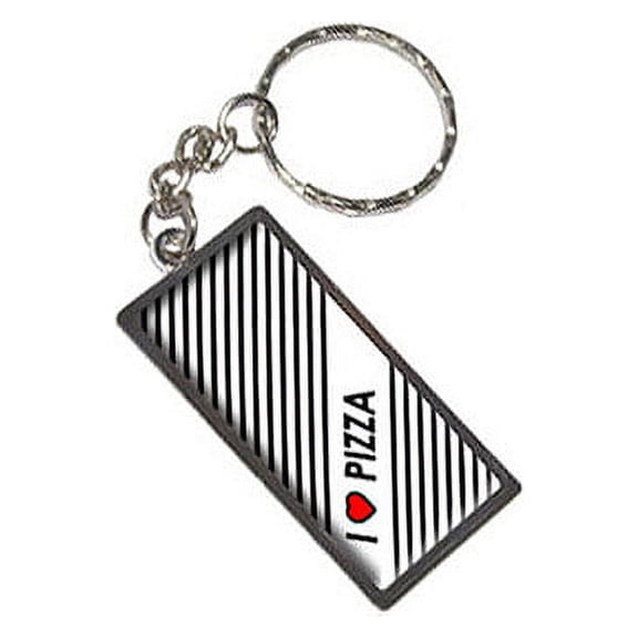 I Love Heart Pizza Keychain Key Chain Ring