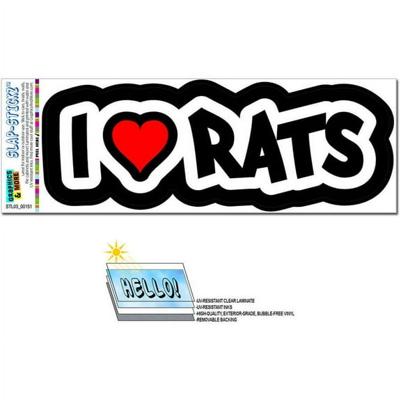 I Love Heart Rats SLAP-STICKZ(TM) Premium Sticker