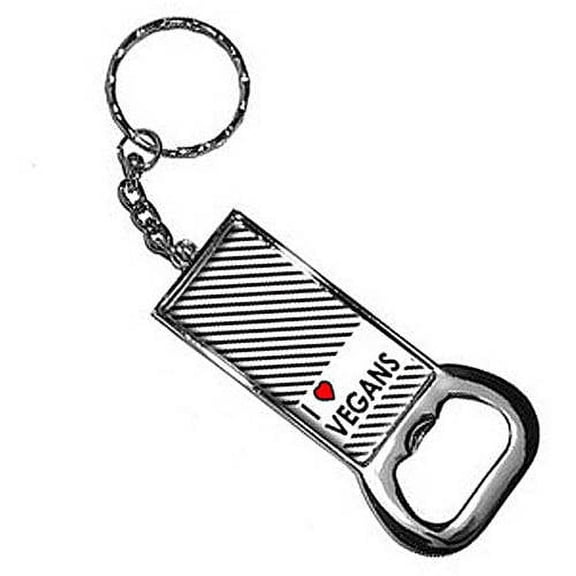 I Love Heart Vegans Keychain Key Chain Ring Bottle Bottlecap Opener
