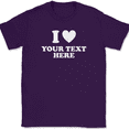 thumbnail image 1 of I Love Heart YOUR TEXT Here T-Shirt Tee Personalized Custom Gift - Purple, 4XL, 1 of 1