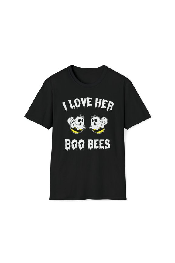 I Love Her Boo Bees, Gildan Unisex T-Shirt, Bee Ghost Graphic Tee, S-3XL