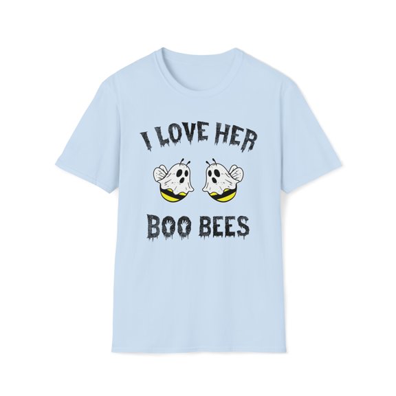 I Love Her Boo Bees, Gildan Unisex T-Shirt, Bee Ghost Graphic Tee, S-3XL