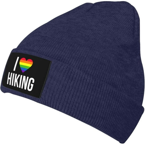 I Love-Hiking Hike LGBT Gay Pride-Rainbow-Gifts Winter Beanie Knit Hats for Men Women Knit Cap Warm Soft Skull Caps