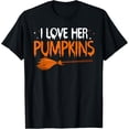 thumbnail image 1 of I Love His Broomstick I Love Her Pumpkins Halloween Couples T-Shirt, 1 of 3