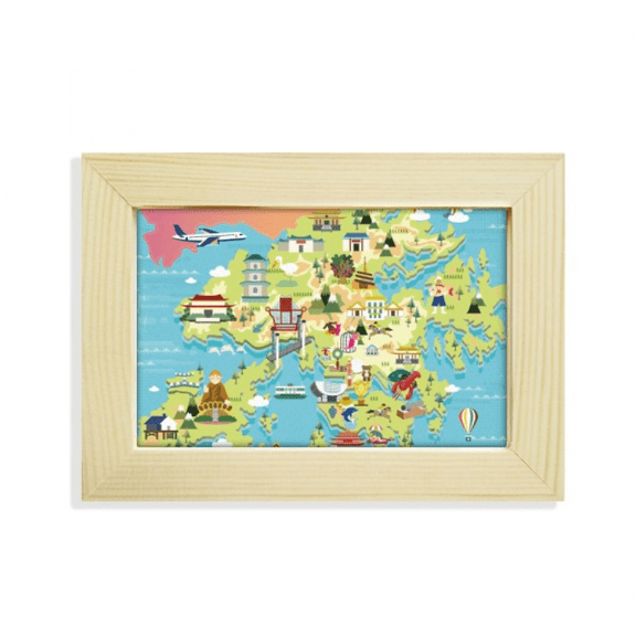 I Love Hong Kong Map China Location Desktop Decorate Photo Frame Picture Art Painting 5x7 inch