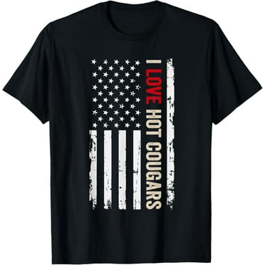 I Love Hot Cougars American USA Flag T-Shirt