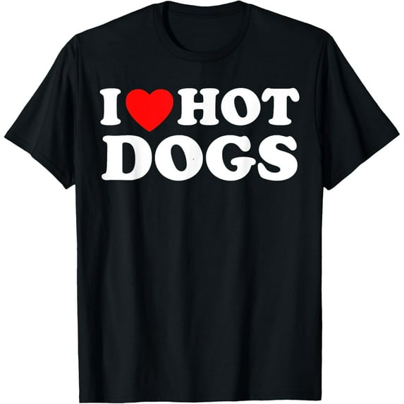I Love Hot Dogs - Funny Red Heart Love Hotdogs T-Shirt