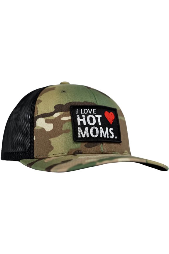 I Love Hot Mom's Patch Snapback Hat Multicam / Black