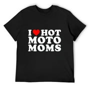 I Love Hot Moto Moms Funny I Heart Hot Moto Moms T-Shirt Black S