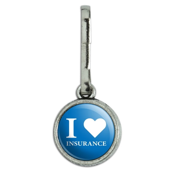 I Love Insurance Antiqued Charm Clothes Purse Suitcase Backpack Zipper Pull Aid