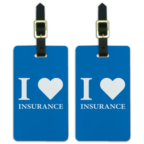 I Love Insurance Luggage ID Tags Suitcase Carry-On Cards - Set of 2