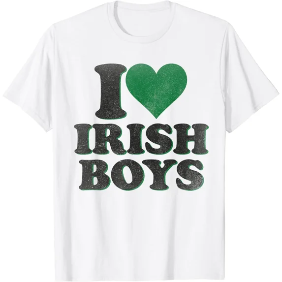 I Love Irish Boys Heart St Patricks Day Lucky Ireland Pride Unisex T-Shirt ,up to size 5XL