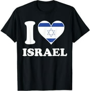 FAHUANGGE I Love Israel Israeli Flag Heart T-Shirt T-Shirt
