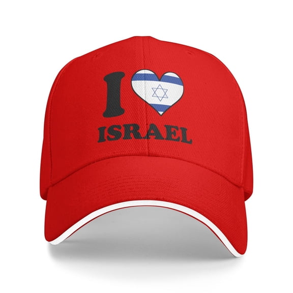 I Love Israel Israeli Flag Heart Unisex Adult Baseball Caps Adjustable Casquette Dad Hat Sandwich Cap Outdoors Headwear