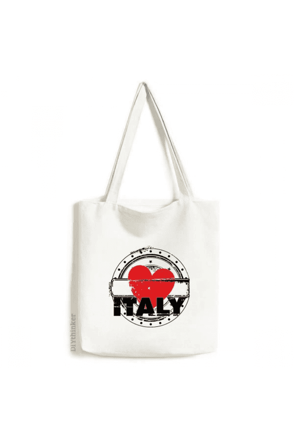 I Love Italy Word Love Heart Circle Shape Tote Canvas Bag Shopping Satchel Casual Handbag