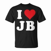 I Love JB Initials I Heart JB Monogram First Name Last Name Letter Graphic T-Shirt, Size S, Color Black