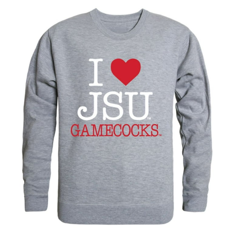 I Love JSU Jacksonville State University Gamecocks Crewneck Pullover  Sweatshirt Sweater Heather Grey Large