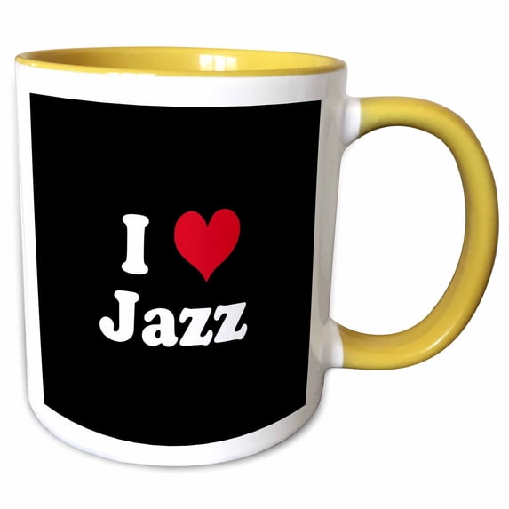 3drose, I Love Jazz, 15oz Two-tone Yellow Mug