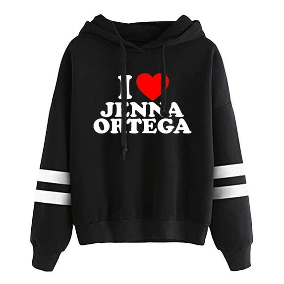 I Love Jenna Ortega Merch Pullover Hoodies Unisex Fashion Pocketless Parallel Bars Sleeve Streetwear