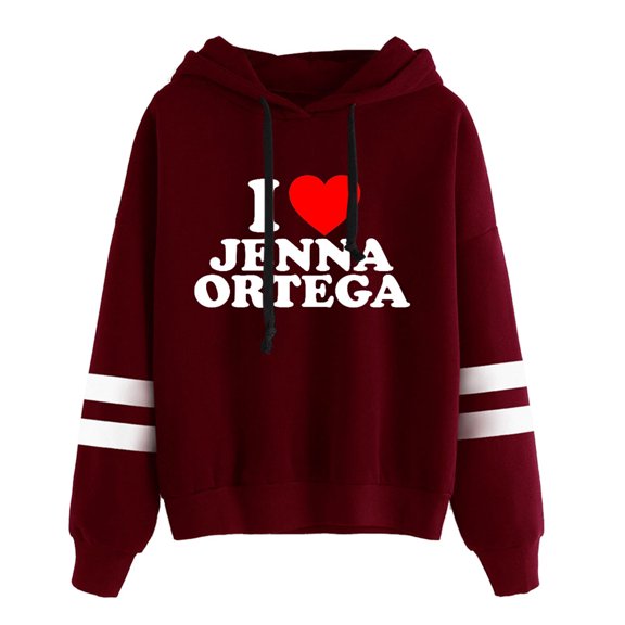 I Love Jenna Ortega Merch Pullover Hoodies Unisex Fashion Pocketless Parallel Bars Sleeve Streetwear