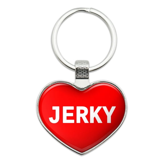 I Love Jerky Heart Metal Key Chain