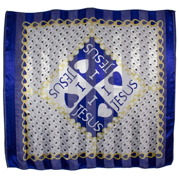 I Love Jesus 38" Satin Scarf - Bandana Headwrap Square Blue
