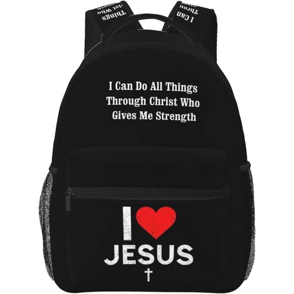 I Love Jesus Backpack Christian Jesus Cross Travel Laptop Backpack Casual College Backpack Bookbag for Women Men