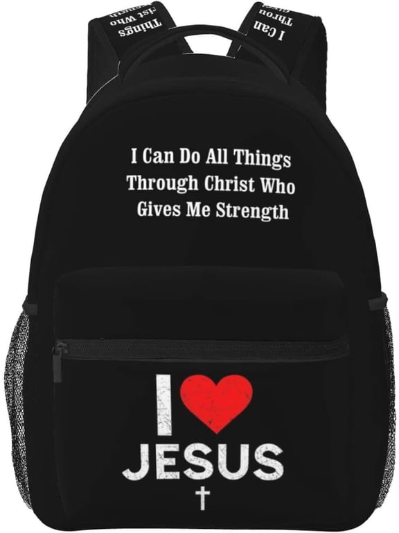 I Love Jesus Backpack Christian Jesus Cross Travel Laptop Backpack Casual College Backpack Bookbag for Women Men