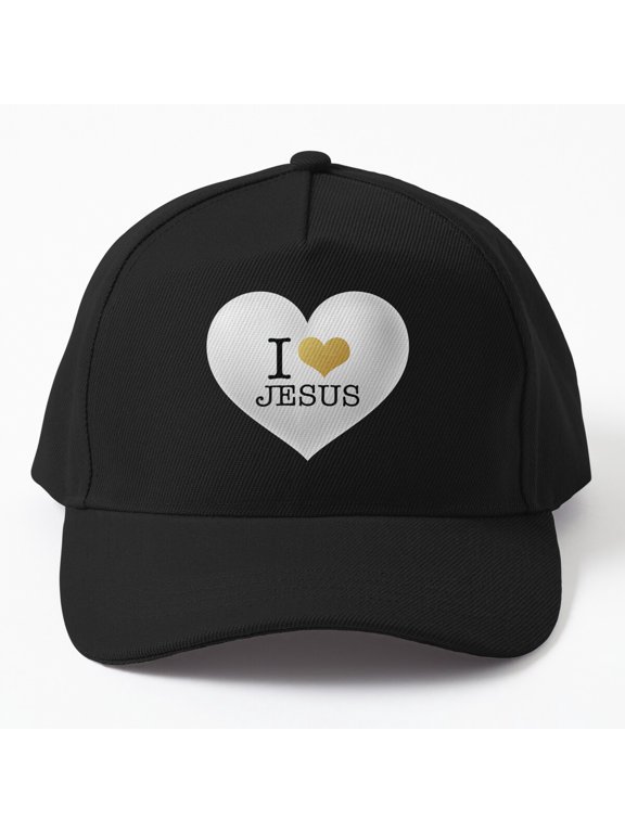 I Love Jesus Baseball Hat, Gold Heart Christian Faith Graphic Design, Classic Everyday Cap