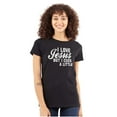 thumbnail image 1 of I Love Jesus But I Cuss a Little Womens Slim Fit Graphic Tee Brisco Brands L, 1 of 5