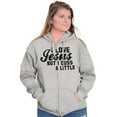 thumbnail image 1 of I Love Jesus But I Cuss a Little Zip Hoodie Sweatshirt Women Brisco Brands L, 1 of 5