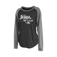 thumbnail image 1 of I Love Jesus But I Wine A Little Ladies Adult Raglan Short Sleeve T-shirt-Black-Medium, 1 of 4