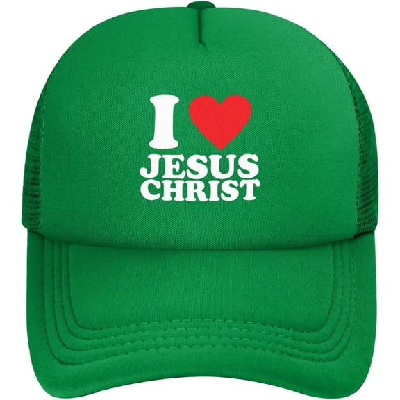 I Love Jesus Christ Baseball Hats Classic Solid Color Adjustable Mesh Baseball Cap for Men Women Black